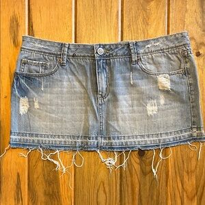 Rue21 Light Blue Distressed Denim Mini Skirt
